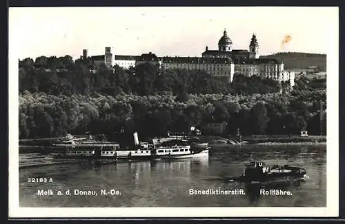 AK Melk a. d. Donau, Benediktinerstift und Rollfähre