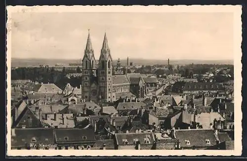 AK Wr. Neustadt, Teilansicht mit Kirche