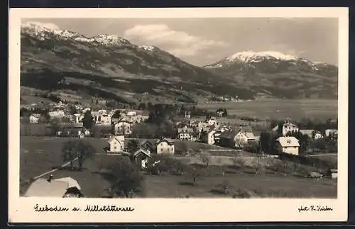 AK Seeboden a. Millstättersee, Teilansicht mit Bergen