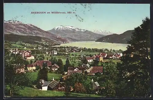 AK Seeboden am Millstättersee, Teilansicht mit Bergen