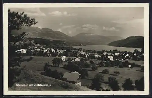 AK Seeboden am Millstättersee, Teilansicht mit Bergen