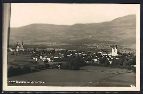 AK St. Andrä im Lavantal, Teilansicht mit Kirche