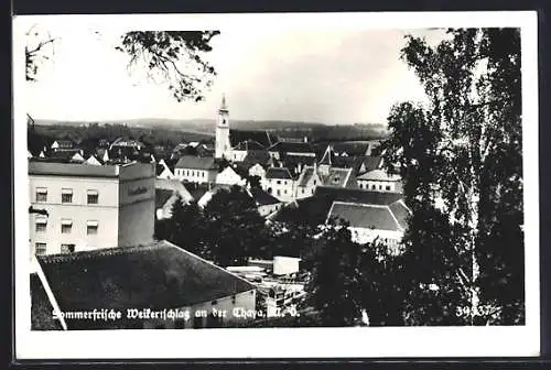 AK Weikertschlag an der Thaya, Teilansicht mit Kirche