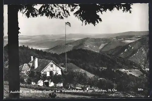 AK Weissenkirchen in der Wachau, Ausblick vom Seiberer-Gasthof