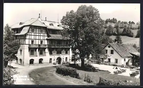 AK Wienerbruck /N. Ö., Hotel Burger mit Strassenpartie