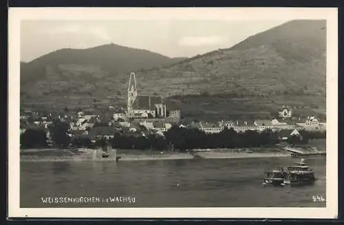 AK Weissenkirchen i. d. Wachau, Uferpartie mit Kirche