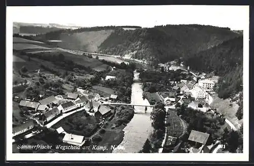 AK Pölla /N.-Oe., Wegscheid am Kamp mit Flusspartie und Brücke