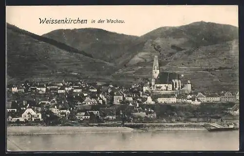 AK Weissenkirchen in der Wachau, Teilansicht mit Kirche