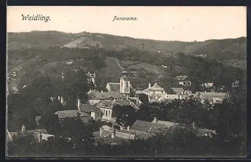 AK Weidling, Panorama mit Kirche