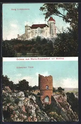 AK Maria-Enzersdorf /Mödling, Burg Lichtenstein, Schwarzer Turm