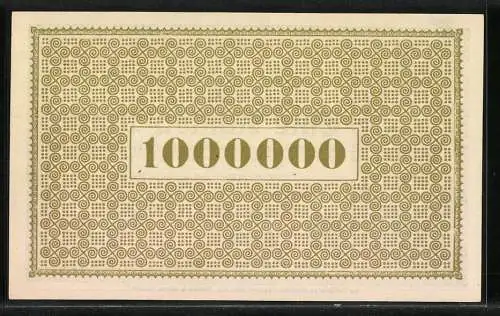 Notgeld Aachen 1923, 1 Million Mark, Seriennummer, Ziermuster und Wappen der Stadt Aachen