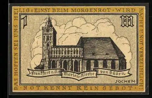 Notgeld Frankfurt a.O., 100 Pfennig, Marienkirche und Stadtwappen, 1921