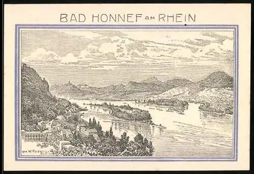 Notgeld Bad Honnef 1921, 50 Pfennig, Rheinlandschaft und Drachenfels, Seriennummer 0121, Wappen