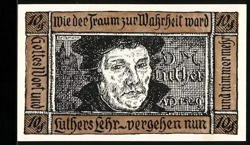 Notgeld Herzberg / Elster, 10 Pfennig, Martin Luther Porträt und Gebäude Seyda