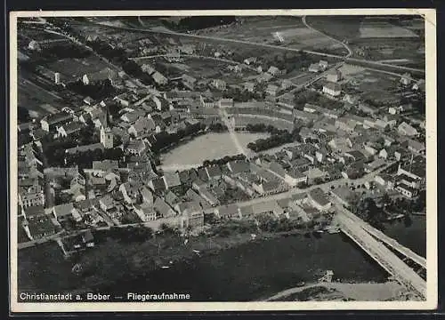 AK Christianstadt a. Bober, Fliegeraufnahme des Ortes