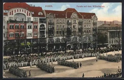 AK Posen-Poznan, Parade auf dem Wilhelmplatz