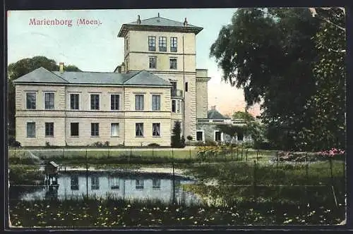 AK Marienborg /Moen, Ansicht mit Teich