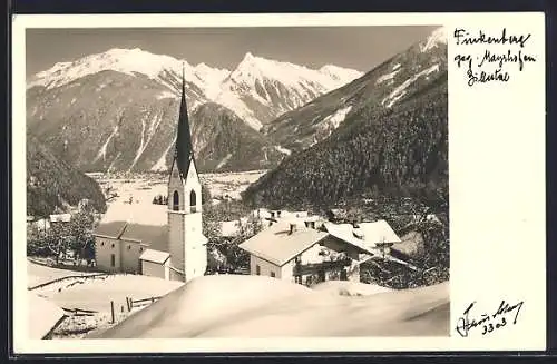 Foto-AK Hans Hruschka Nr. 3303: Finkenberg /Zillertal, Ortsansicht gegen Mayrhofen