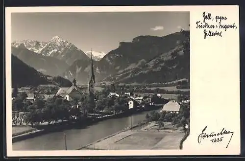 Foto-AK Hans Hruschka Nr. 1335: Zell /Zillertal, Ortsansicht gegen Tristner und Ingent