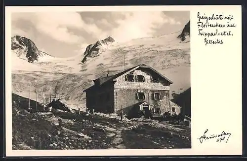 Foto-AK Hans Hruschka Nr. 578: Greizer Hütte mit Floitenkess und Trippachsattel, Zillertal