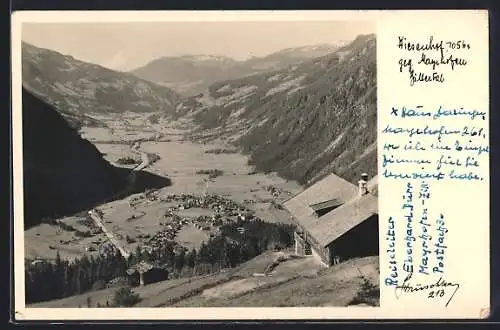 Foto-AK Hans Hruschka Nr. 213: Mayrhofen /Zillertal, Blick vom Wiesenhof auf Ort und Tal