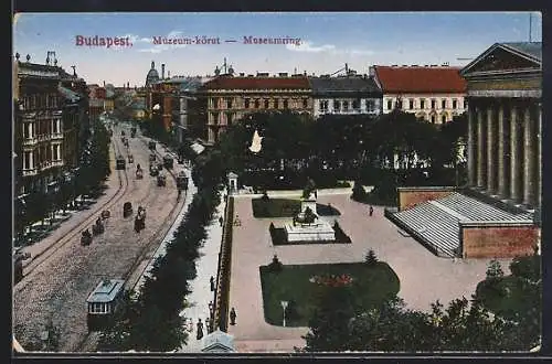 AK Budapest, Strassenbahn am Museumring