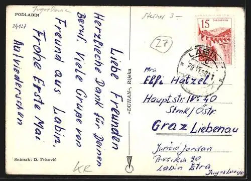 AK Podlabin, Ortsansicht vom Berg aus