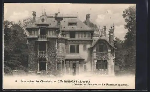 AK Champrosay, Sanatorium des Cheminots, Section des Femmes, Le Bâtiment principal