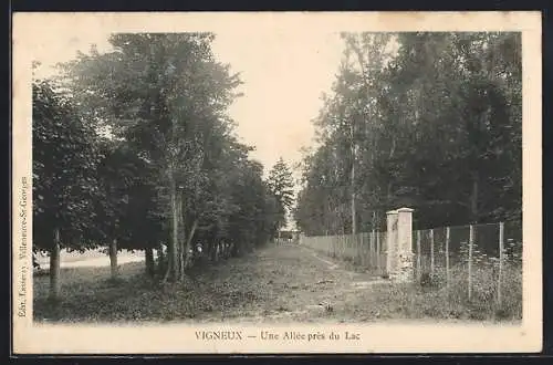 AK Vigneux, Une Allée près du Lac