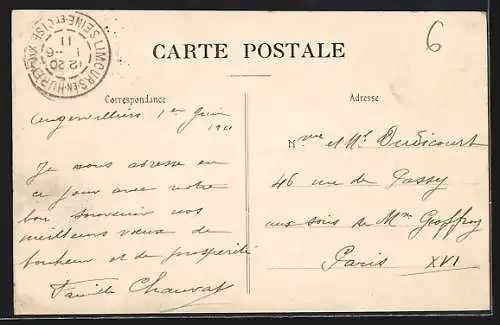 AK Angervilliers, Vue d`ensemble du nouveau château et de la pièce d`eau