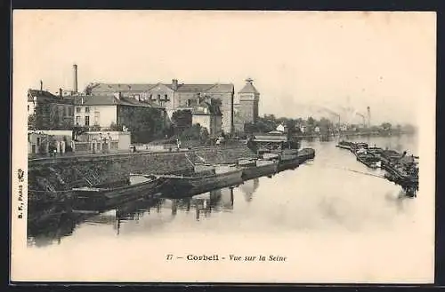 AK Corbeil, Vue sur la Seine