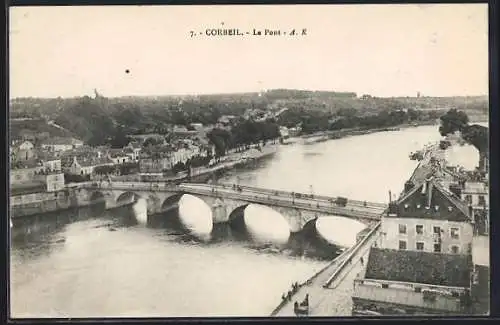 AK Corbeil, Le Pont sur la rivière en vue aérienne