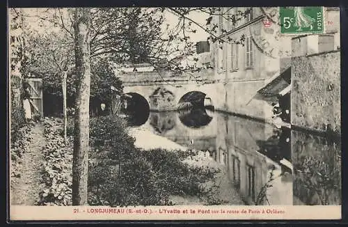 AK Longjumeau, L`Yvette et le Pont sur la route de Paris à Orléans