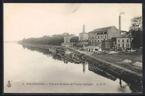 AK Ris-Orangis, Vue sur la Seine et l`Usine Springer