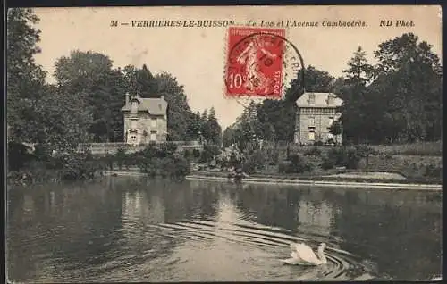 AK Verrières-le-Buisson, Le Lac et l`Avenue Cambacérès