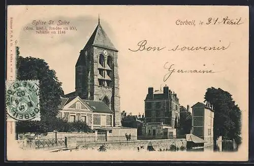 AK Corbeil, Église St. Spire et maisons environnantes