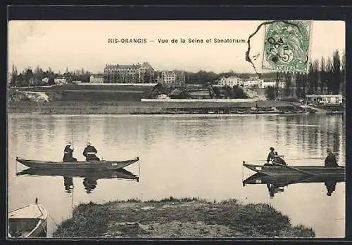 AK Ris-Orangis, Vue de la Seine et Sanatorium