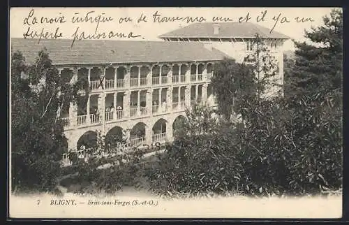 AK Briis-sous-Forges, Bligny, Vue du bâtiment historique et végétation luxuriante