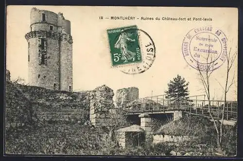 AK Montlhéry, Ruines du Château-fort et Pont-levis