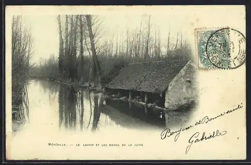 AK Méréville, Le lavoir et les bords de la Juine