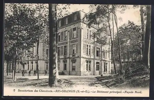 AK Ris-Orangis, Sanatorium des Cheminots, Le Bâtiment principal, Facade Nord