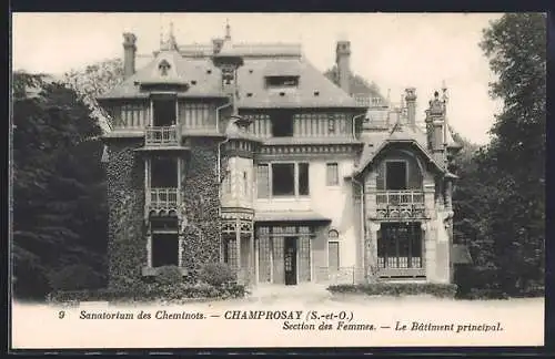 AK Champrosay, Sanatorium des Cheminots, Section des Femmes, Le Bâtiment principal