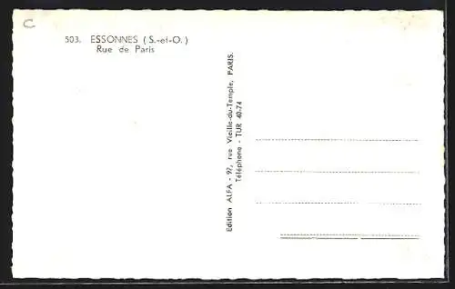 AK Essonnes, Rue de Paris avec publicité Dubonnet et vue sur l`église