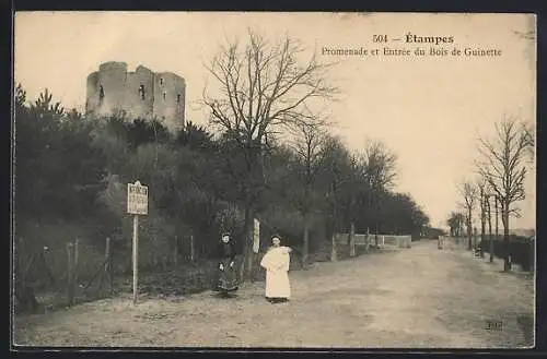 AK Étampes, Promenade et Entrée du Bois de Guinette