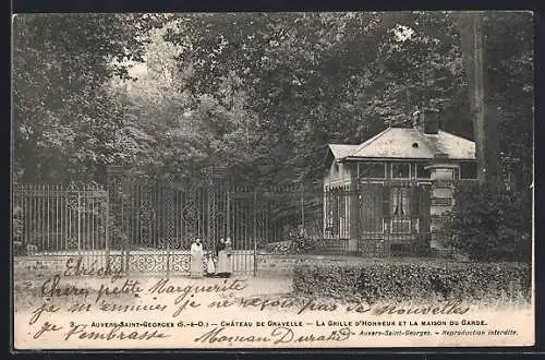 AK Auvers-Saint-Georges, Château de Gravelle, La grille d`honneur et la maison du garde