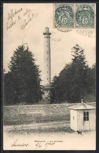 AK Méréville, La Colonne entourée de forêt et petite maison de garde