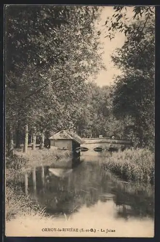 AK Ormoy-la-Rivière, La Juine et le pont pittoresque