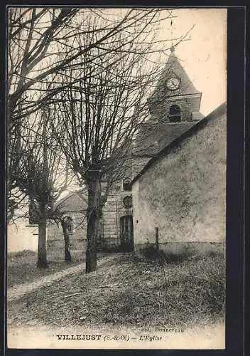 AK Villejust, L`Église et les arbres en hiver