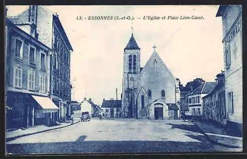 AK Essonnes, L`Église et Place Léon-Cassé