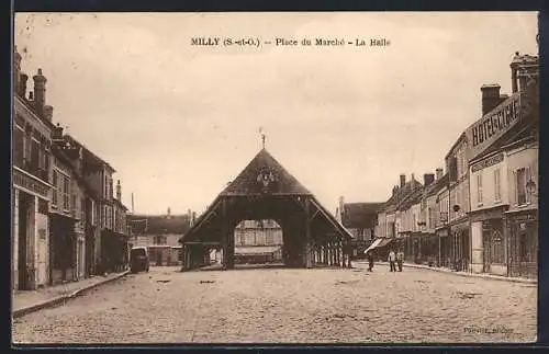 AK Milly, Place du Marché, La Halle